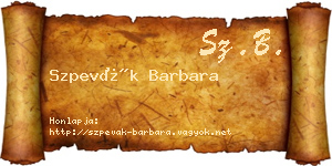 Szpevák Barbara névjegykártya